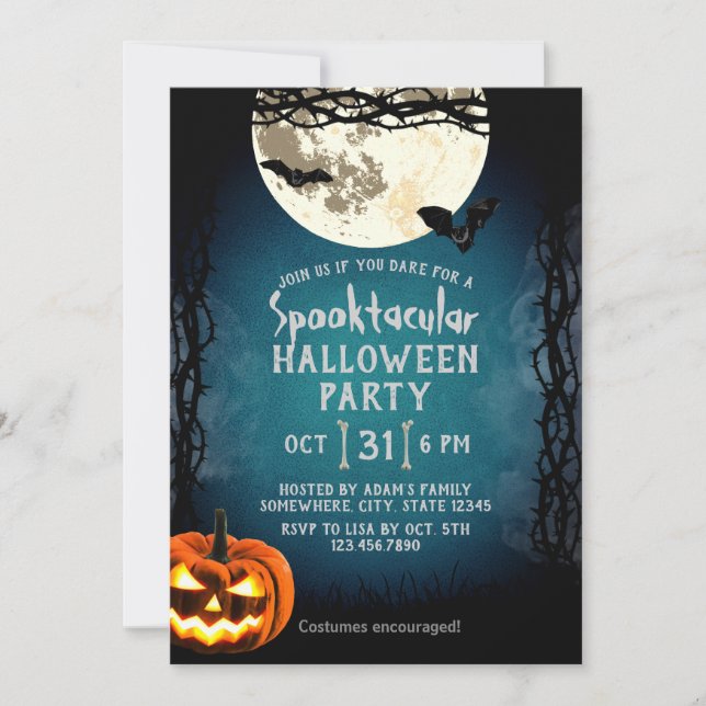 Invitación Fiesta de disfraces de Halloween Spooktacular (Anverso)