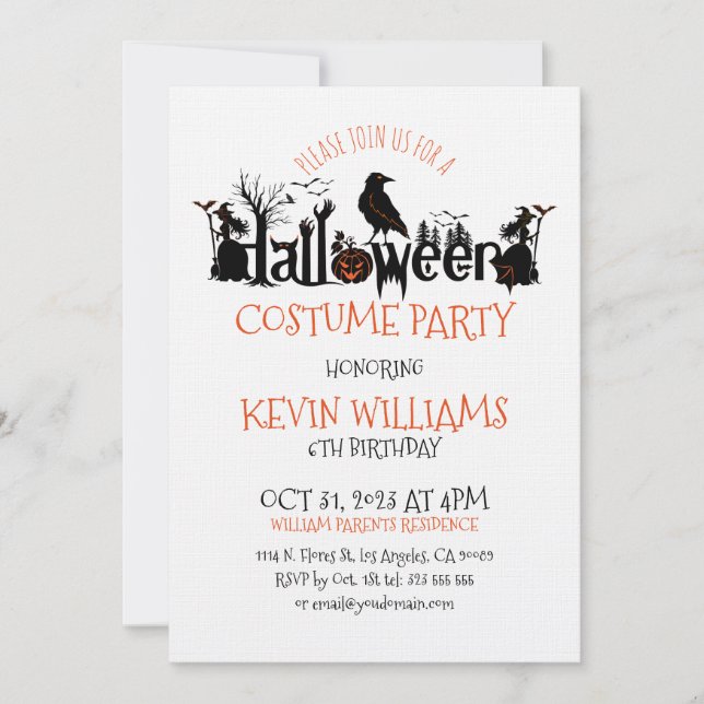 Invitación Fiesta de disfraces de Halloween SpookyHalloween T (Anverso)