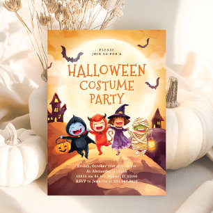 Invitación Fiesta de disfraces de Halloween trata a niños