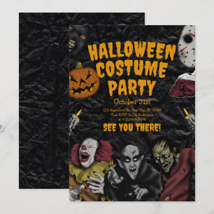 Invitación Fiesta de disfraces de Halloween vintage, Hallowee