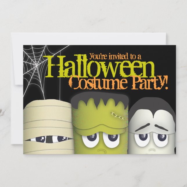 Invitación Fiesta de disfraces de Halloween y espantosos mons (Anverso)