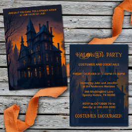 Invitación Fiesta de Disfraces de Mansión de Halloween para A