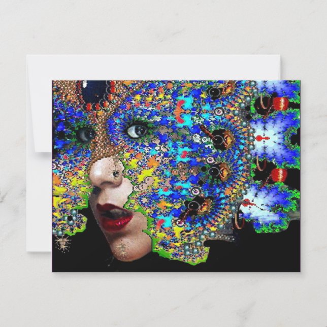 Invitación FIESTA DE DISFRACES DE Mardi Gras EFÍMERA ,Azul, M (Anverso)