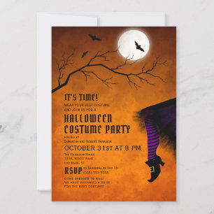 Invitación Fiesta de disfraces de Naranja de vestir de bruja 