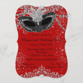 Invitación Fiesta de disfraces de rojo y negro preciosa