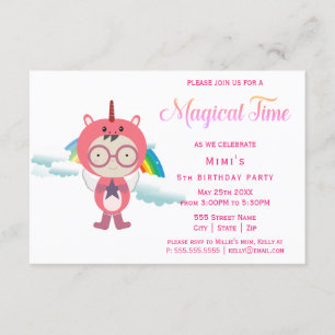 Invitación fiesta de disfraces de Unicorn