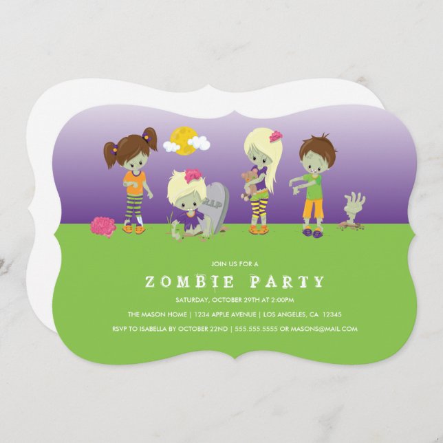 Invitación Fiesta de disfraces de zombis (Anverso / Reverso)