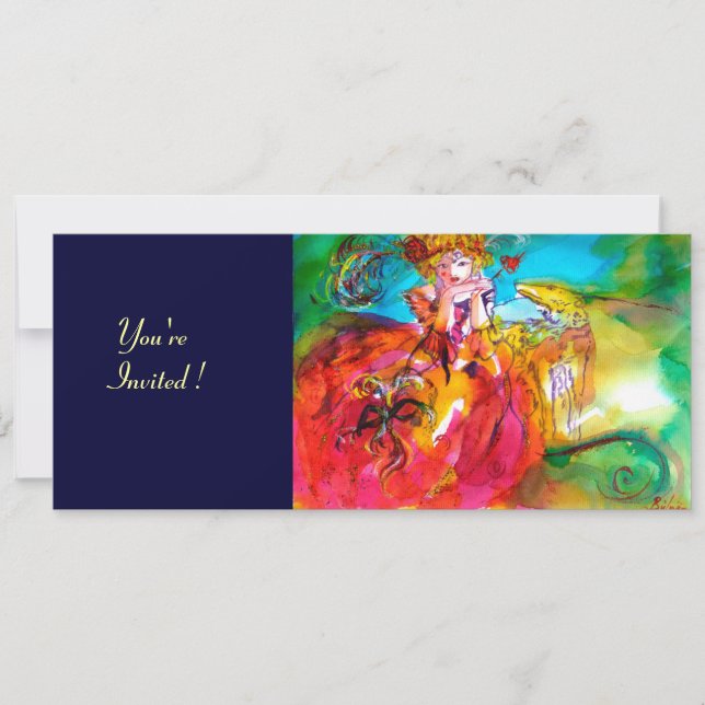 INVITACIÓN FIESTA DE DISFRACES DEL MARDI GRAS DE MIRANDOLINA (Anverso)