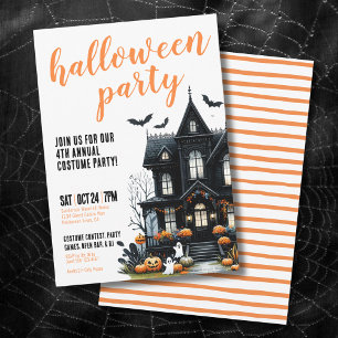 Invitación Fiesta de Disfraces en Casa Embrujada de Halloween