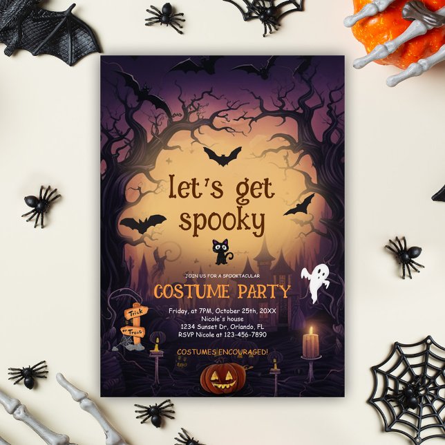 Invitación Fiesta de disfraces espeluznantes de Halloween (Spooky Halloween Costume Party Invitation)