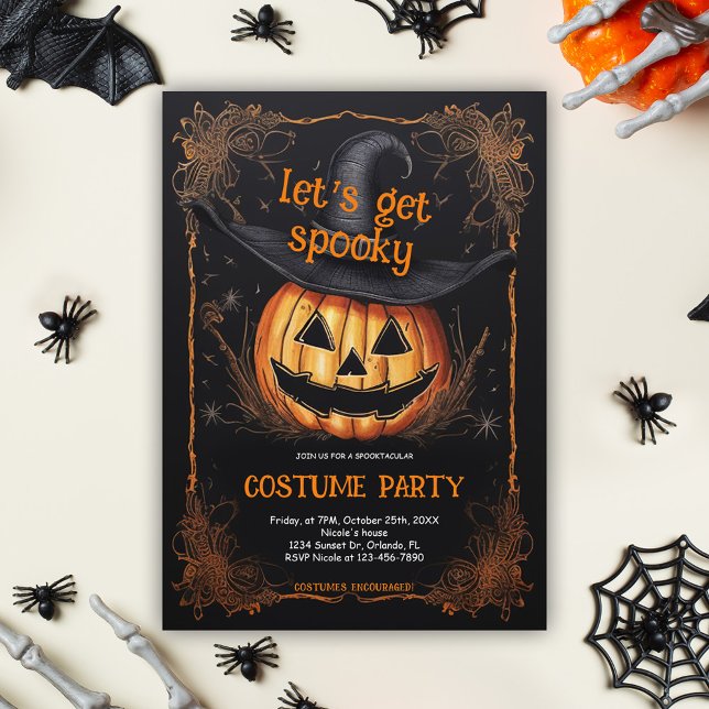 Invitación Fiesta de disfraces espeluznantes de Halloween (Spooky Costume Party Halloween Invitation)