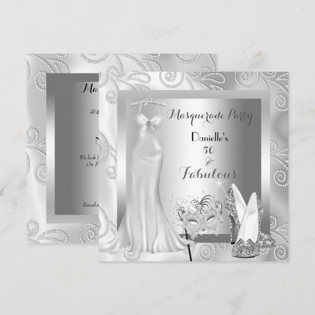 Invitación Fiesta de Disfraces Fabuloso Cumpleaños 50 Diamant (Anverso / Reverso)