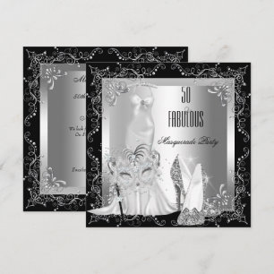 Invitación Fiesta de Disfraces Fabuloso Cumpleaños 50 Plata