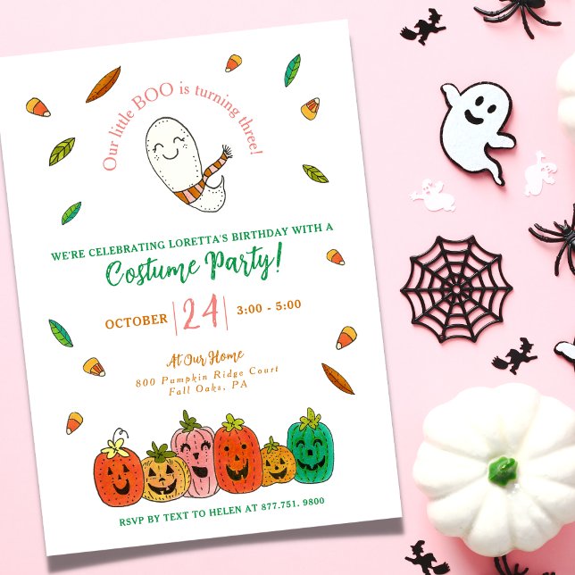 Invitación Fiesta de disfraces fantasma rosado Cumpleaños (Subido por el creador)