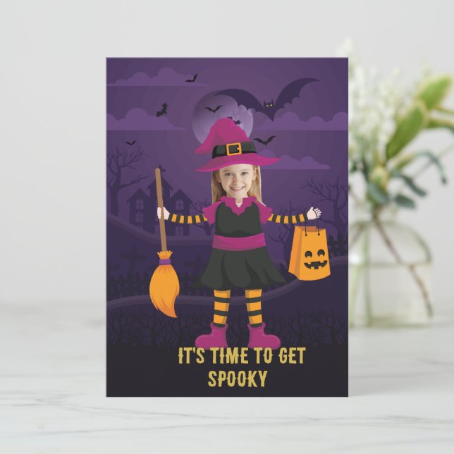 Invitación Fiesta de disfraces fotográficos personalizados ni (Anverso de pie)