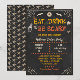 Invitación Fiesta de disfraces Halloween, come bebida y da mi