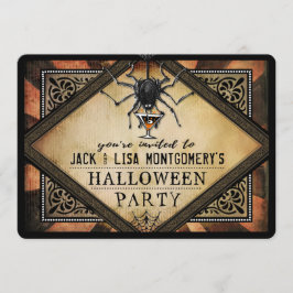 Invitación Fiesta de disfraces Naranja Black Spider Cocktail