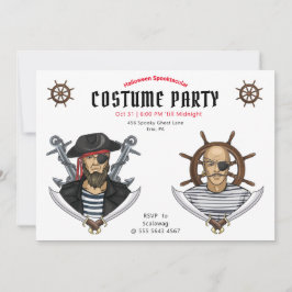 Invitación Fiesta de disfraces pirata de Halloween adulto