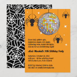 Invitación Fiesta de disfraces retro de Naranja Spiders de Ha