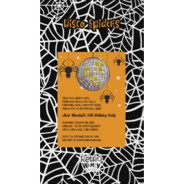 Invitación Fiesta de disfraces retro de Naranja Spiders de Ha