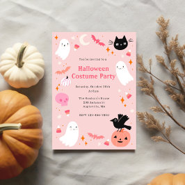 Invitación Fiesta de disfraces rosados de Halloween