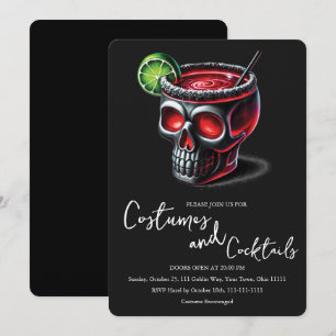 Invitación Fiesta de disfraces y cócteles de cráneo gótico de