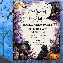Invitación Fiesta de disfraces y cócteles de Halloween