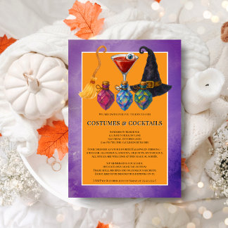 Invitación Fiesta de disfraces y cócteles de Halloween