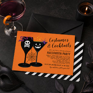 Invitación Fiesta de disfraces y cócteles naranja Spooktacula