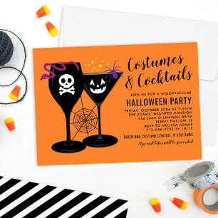 Invitación Fiesta de disfraces y cócteles naranja Spooktacula