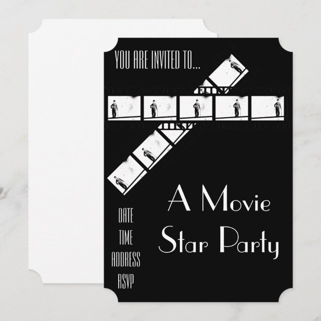 Invitación Fiesta de disfraz de estrella de cine de Hollywood (Anverso / Reverso)