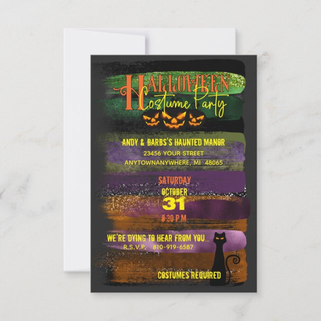 Invitación Fiesta de disfraz de Halloween (Anverso)