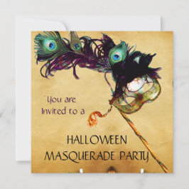 Invitación FIESTA DE DISFRAZ DE HALLOWEEN negro azul blanco