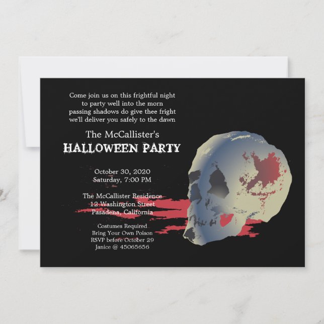 Invitación Fiesta de disfraz de Halloween nocturno (Anverso)