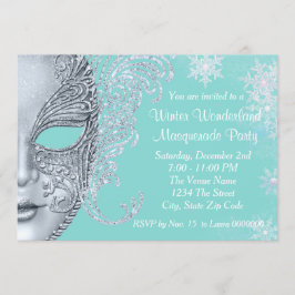 Invitación Fiesta de disfraz de invierno azul turquesa