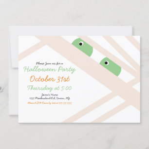 Invitación Fiesta de disfraz de momia de Halloween blanco