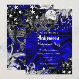 Invitación Fiesta de disfraz de noche mágica de Halloween azu