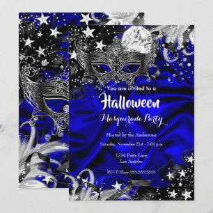 Invitación Fiesta de disfraz de noche mágica de Halloween azu
