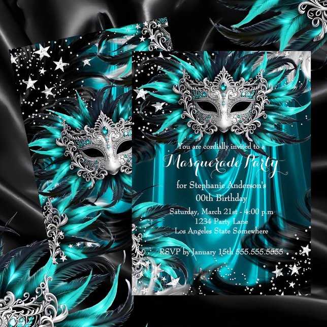 Invitación Fiesta de disfraz mágica de noche de brillo de pla (Subido por el creador)