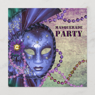 Invitación Fiesta de disfraz verde morado