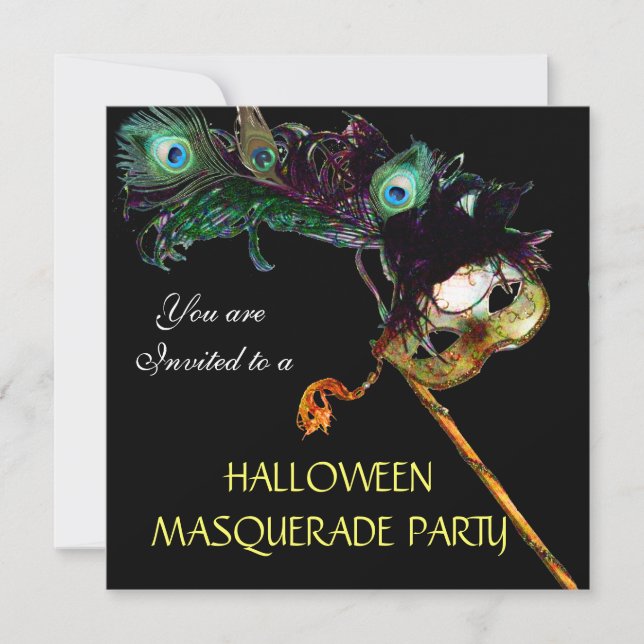 Invitación FIESTA DE DISFRAZES DE HALLOWEEN,Negro amarillo az (Anverso)