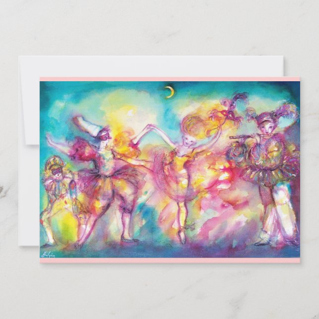 INVITACIÓN FIESTA DE DISFRAZES, MÁS CARAS DE MARDI GRAS, BAIL (Anverso)