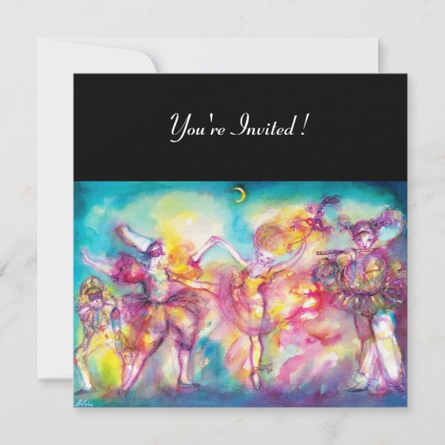 Invitación FIESTA DE DISFRAZES, Máscaras de Mardi Gras, Baile (Anverso)