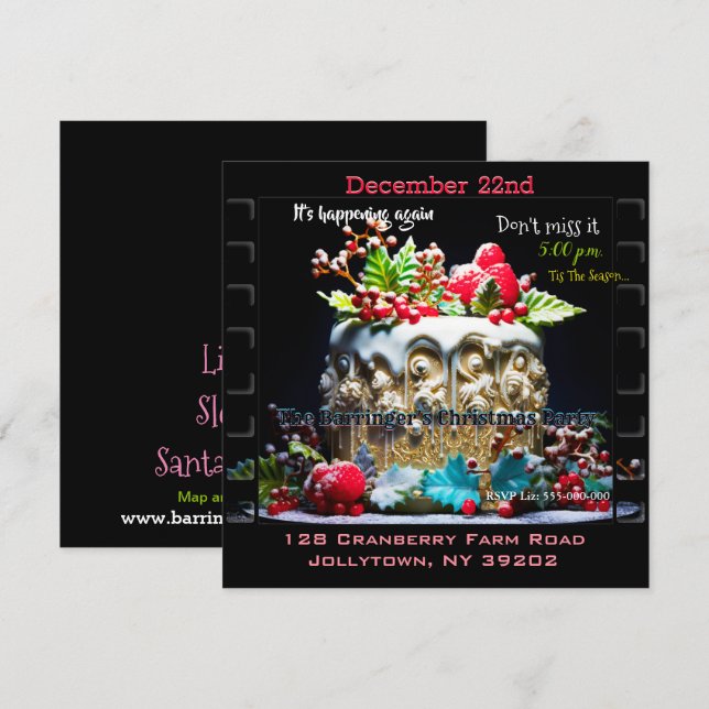 Invitación Fiesta de diversión anual de postres Navidades (Anverso / Reverso)