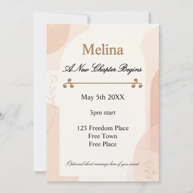 Invitación Fiesta de Divorcio Celebración de Nuevo Capítulo (Anverso)