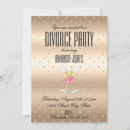 Invitación Fiesta de divorcio con champán elegante y dorado