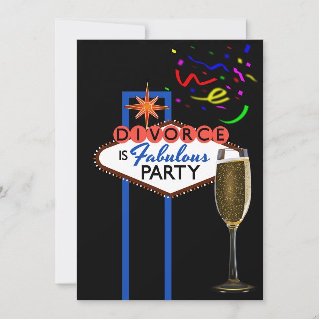 Invitación Fiesta de divorcio con tema de Las Vegas (Anverso)