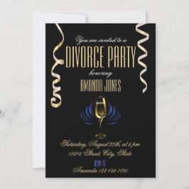 Invitación Fiesta de divorcio de champagne elegante y dorado 