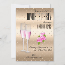 Invitación Fiesta de divorcio de champán elegante rosa dorado