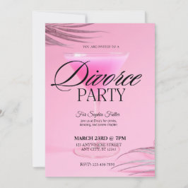 Invitación Fiesta de Divorcio de Vidrio de Martini Rosa